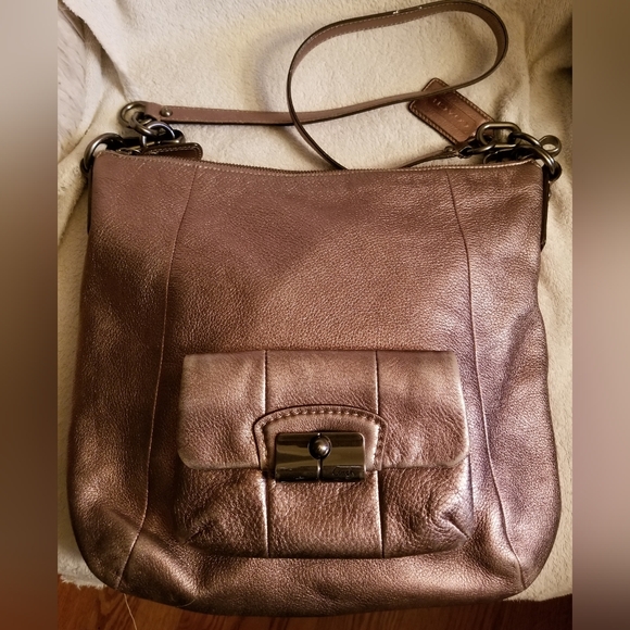 Coach Metalic Gold/Bronze Leather Kristin Hobo Shoulder Bag Handbag Purse #14783 - Picture 1 of 16